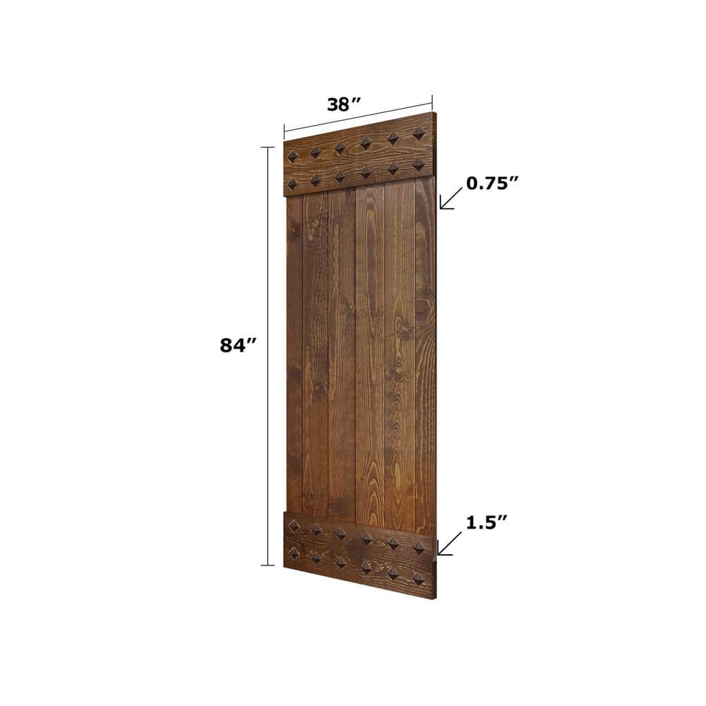Mid-Century Modern Dark Walnut Solid Wood Barn Door Kit with Matte Black Hardware