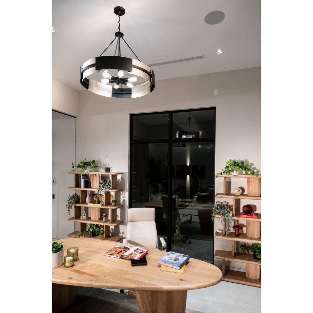 Lowery Matte Black and Gold 6-Light Drum Chandelier
