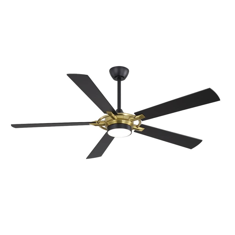 60 in. (5 ft.) Indoor Integrated LED Ceiling Fan with Glass Shade, Black and Gold price history on PriceWatchPro