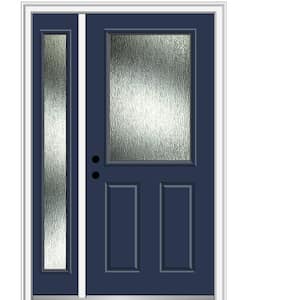 50 in. x 80 in. Right-Hand Inswing Rain Glass Naval Fiberglass Prehung Front Door on 6-9/16 in. Frame