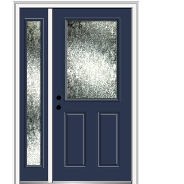 MMI Door 50 in. x 80 in. Right-Hand Inswing Rain Glass Naval Fiberglass Prehung Front Door on 6-9/16 in. Frame