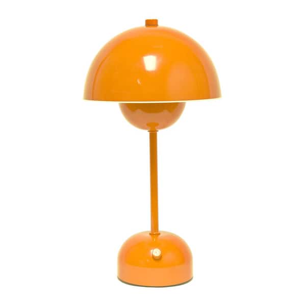 Simple Designs 11.8 in. Portable Mushroom Dimming LED Touch Stick Task and Reading Desk Lamp for Office, Living Room, Bright Orange