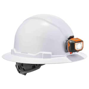 Class E Hard Hat with Full Brim Ratchet Suspension LED Light