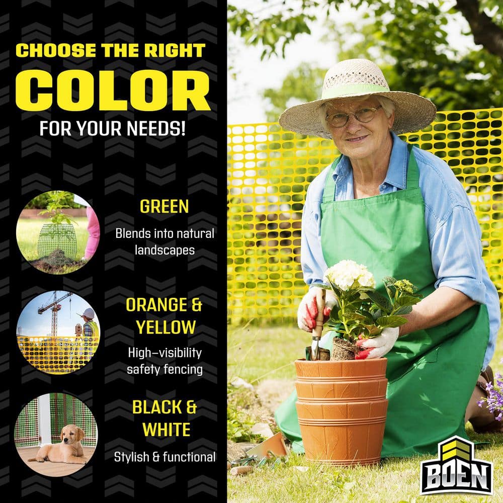 BOEN 4' x 100' Yellow Plastic Safety Snow Fence