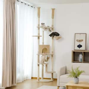 Pet Cat Tree Floor to Ceiling Cat Tower Large Hammock Levels