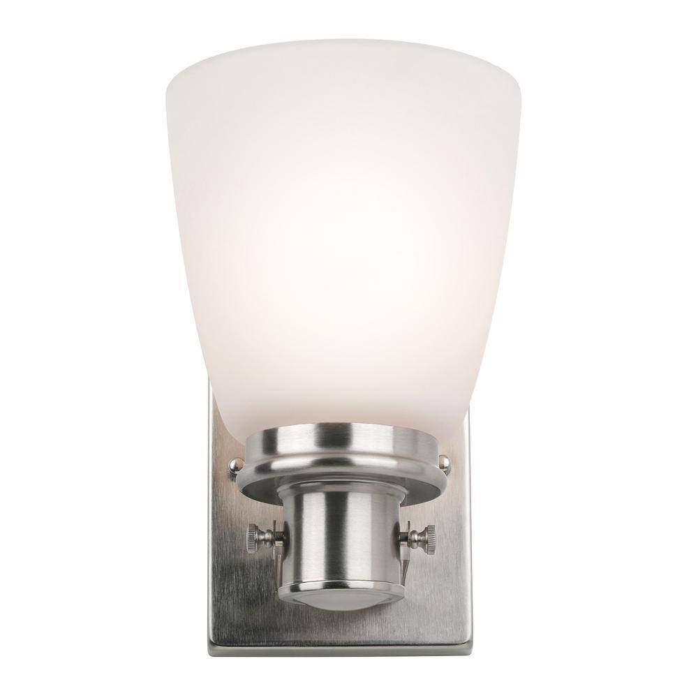 Satin Nickel Wall Sconce with Frosted Glass Shade