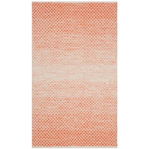 Montauk Orange/Ivory Doormat 3 ft. x 5 ft. Striped Distressed Geometric Area Rug