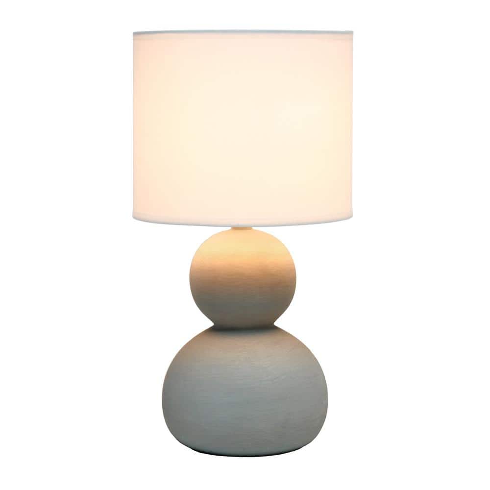 Edison White Ceramic Gourd Nightstand Lamp with Barrel Shade
