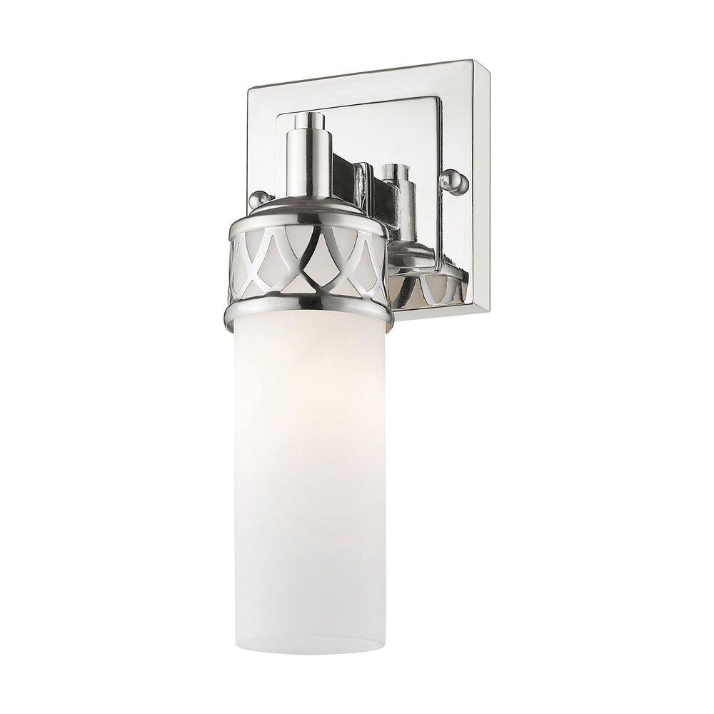 Polished Chrome Wall Sconce with Satin White Glass