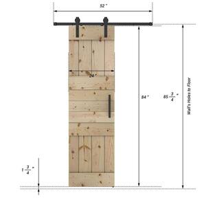 Mid Lite Series 24 in. x 84 in. Fully Set Up Unfinished Pine Wood Sliding Barn Door With Hardware Kit