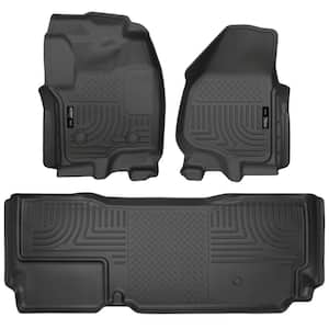 Front & 2nd Seat Floor Liners Fits 12-16 F250 Supercab with Foot Rest