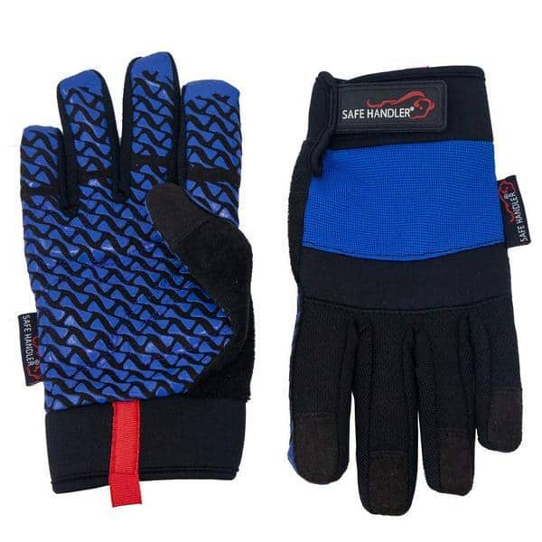 Safe Handler Small/Medium, Blue/Black, Super Grip Palm Gloves, Non