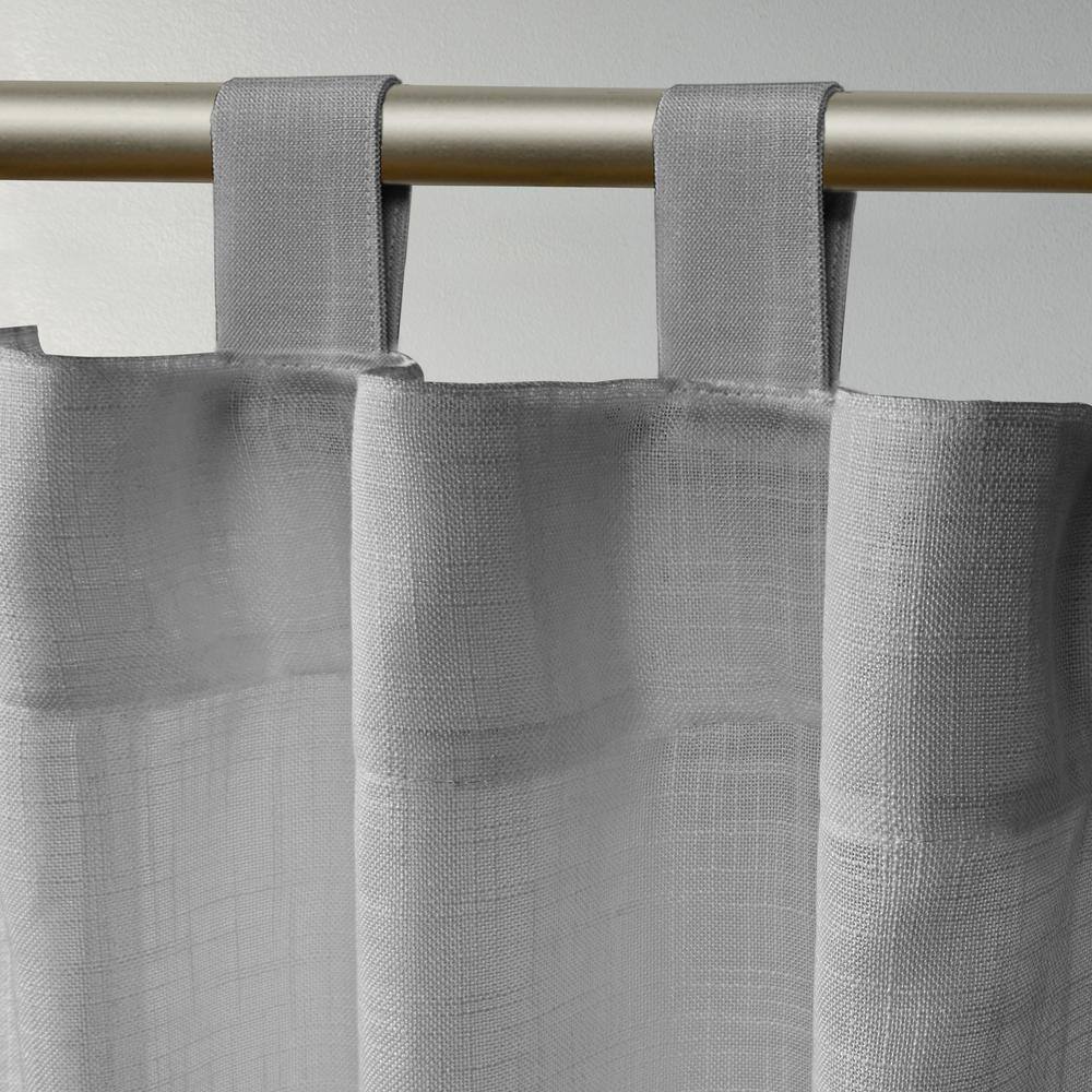 Silver Sheer Polyester Tab Top Window Curtain Panels, 54" x 96"