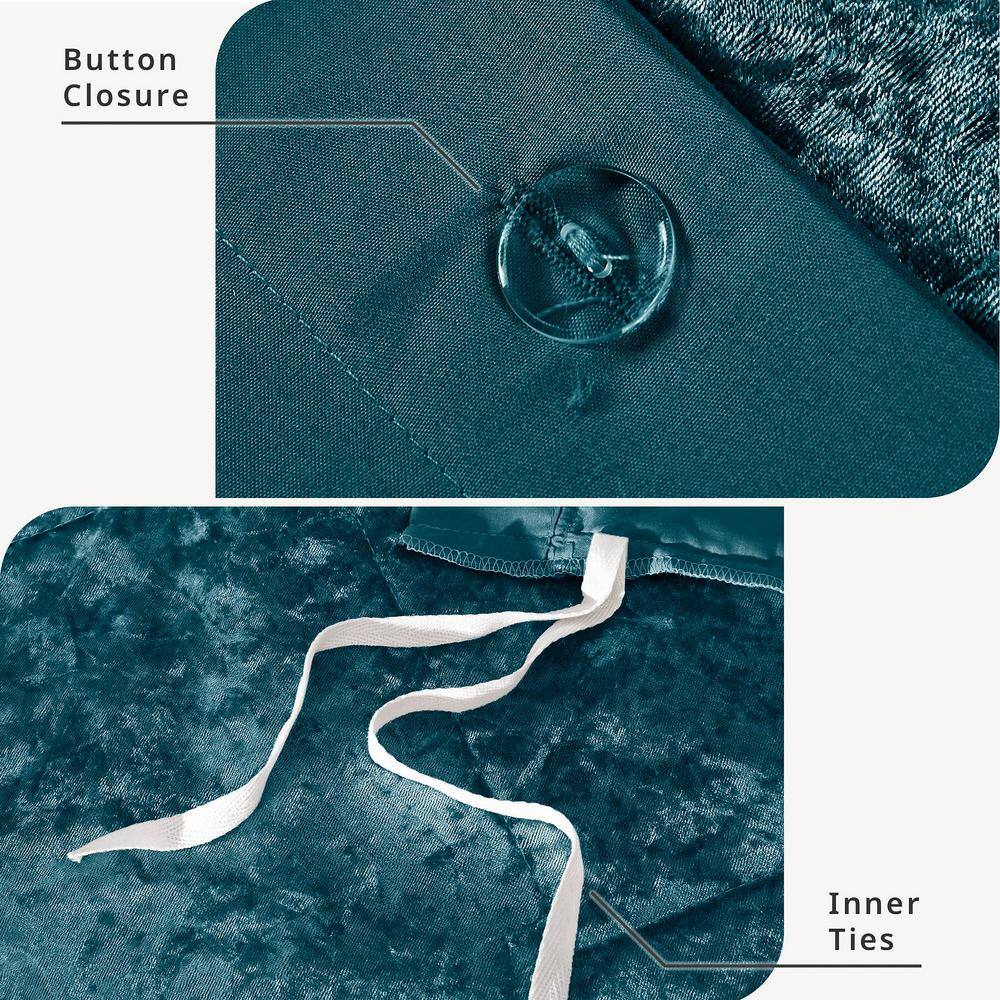 Teal Velvet Diamond Quilted Twin Duvet Cover Set