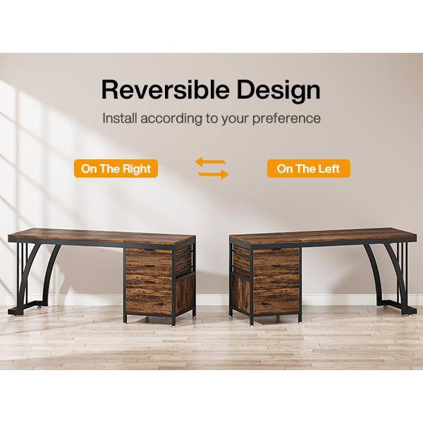 BYBLIGHT Havrvin 59 in. Rectangular Rustic Brown and Black 3 BYBLIGHT Havrvin 59 in. Rectangular Rustic Brown and Black 3