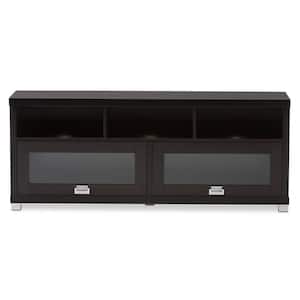 Swindon 16 in. Dark Brown Wood TV Stand Fits TVs Up to 55 in. with Storage Doors