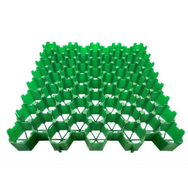 Wellco 19.7 in. x 19.7 in. x 1.9 in. Green Permeable Plastic Grass Pavers for Parking Lots, Driveways, Outdoors Roads (4 Pcs)
