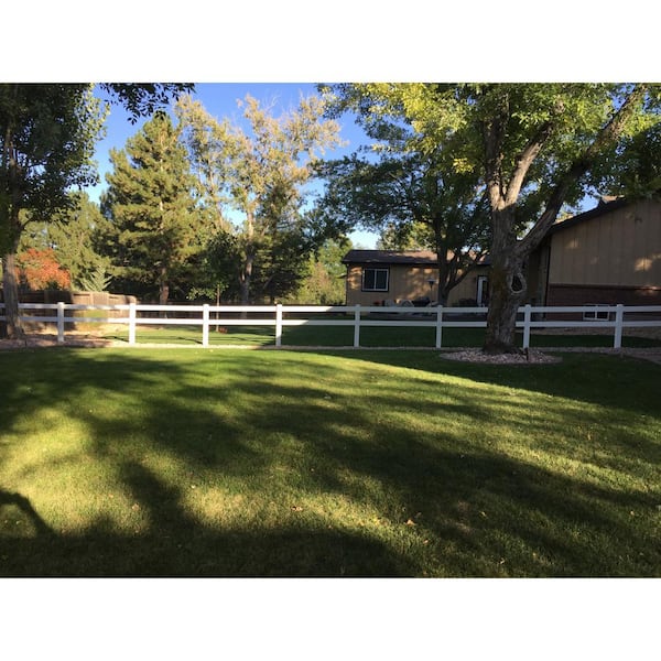 Weatherables 60 in. H x 640 ft. L 4-Rail White Vinyl Complete Ranch Rail Fence Project Pack