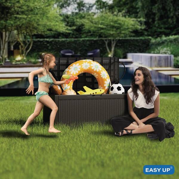 Neo 320 Litre Dark Grey Plastic Outdoor Garden Storage Box With Wooden Fence Effect