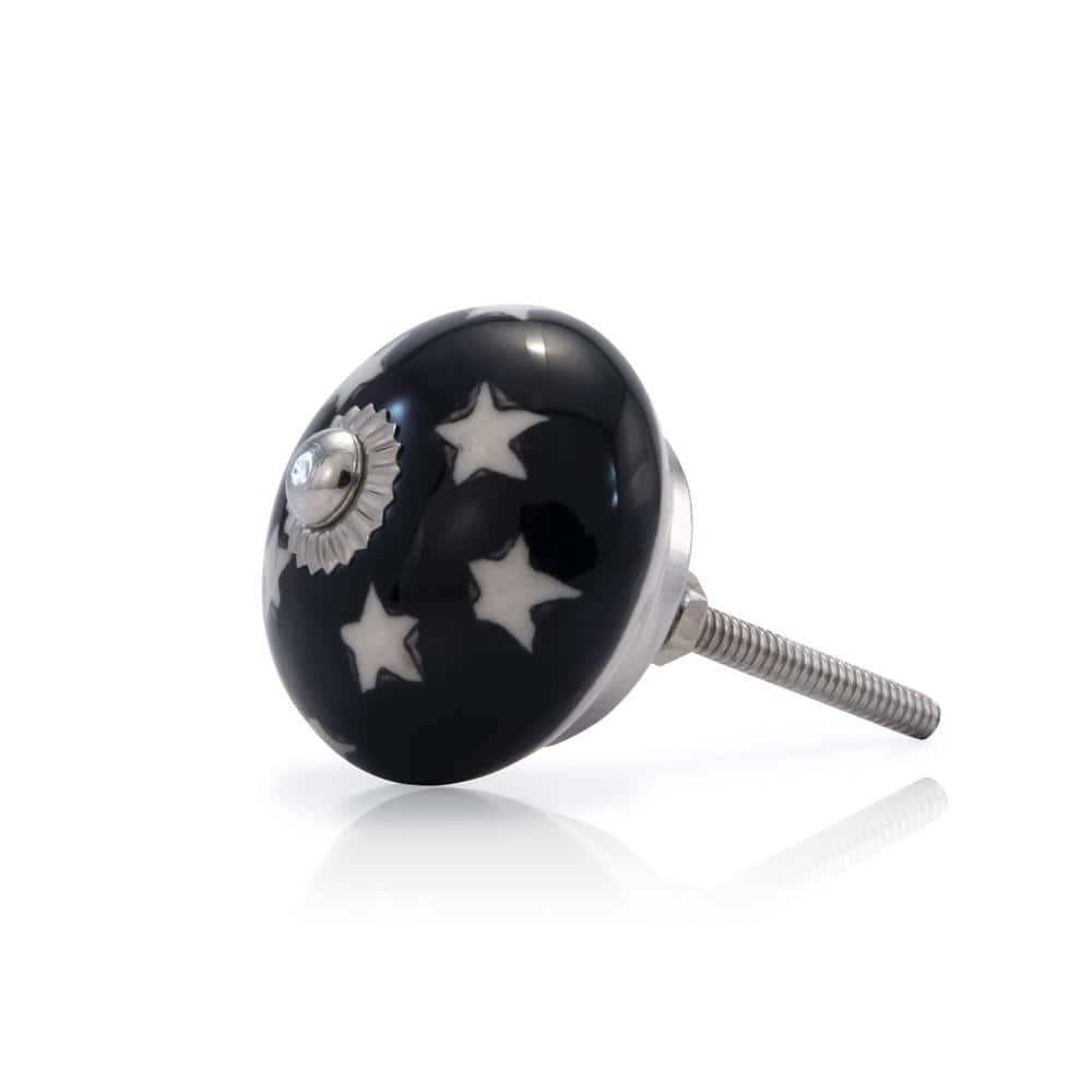 Hand-Painted Ceramic Round Knob with Mounting Hardware
