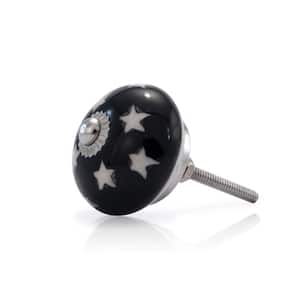 Star Constellation 1-3/5 in. (40 mm) Black and White Cabinet Knob