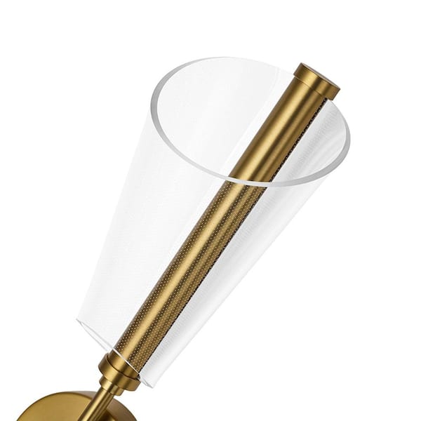 Kames 1-Light 5.5 in.W Brushed Gold Integrated LED Wall Sconce Up and Down Cone Ambient Lighting for Bedroom Hotel