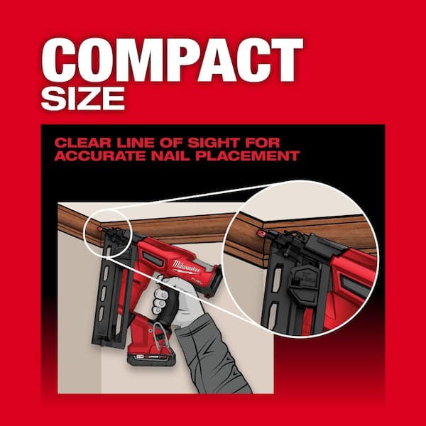 Milwaukee - M18 FUEL 18-Volt Lithium-Ion Brushless Cordless Gen II 16GA Finish Nailer Tool-Only w/Clear Anti Scratch Safety Glasses