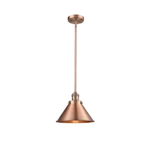 Briarcliff 1-Light Antique Copper Cone Pendant Light with Antique Copper Metal Shade