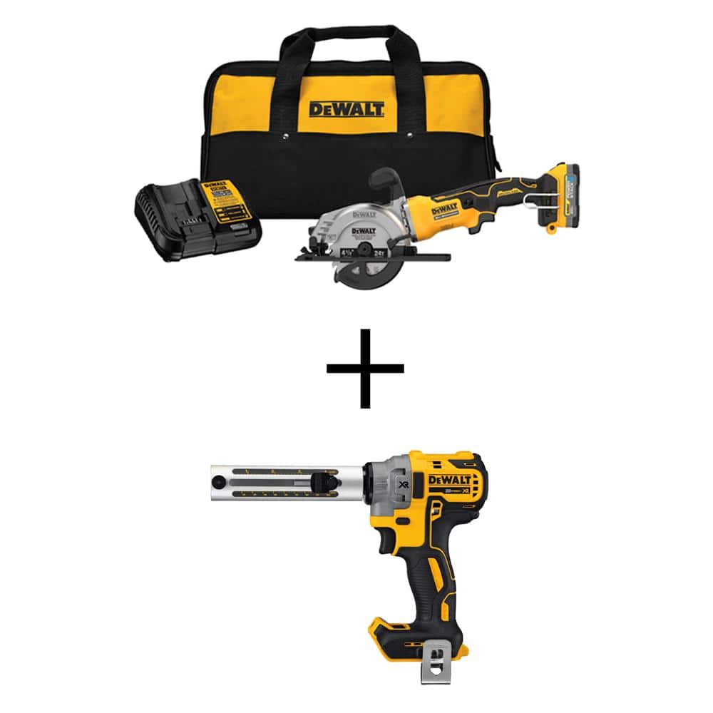 DEWALT ATOMIC 20V MAX Lithium-Ion Cordless Brushless 4-1/2 in. Circular Saw Kit and Brushless Cable Stripper with 1.7Ah Battery -  DCS571E1WCE151B