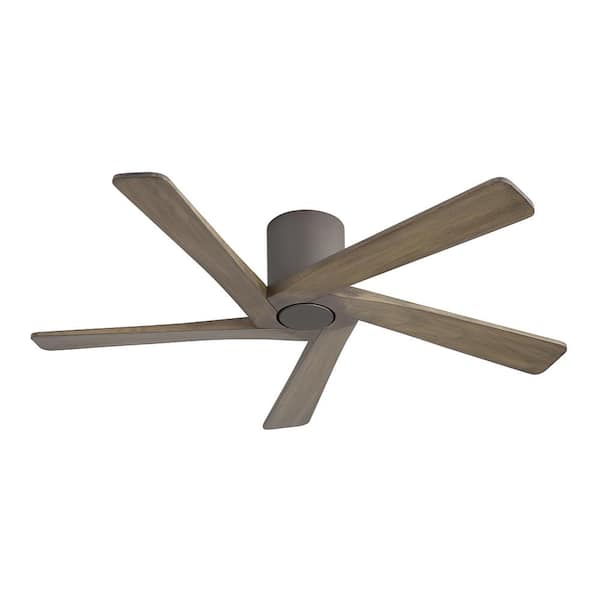 MLiAN 54 in. (4.5 ft. ) Indoor Flush Mount Ceiling Fan, 5 Solid Wood Blades Ceiling Fan with Remote, Charcoal Gray