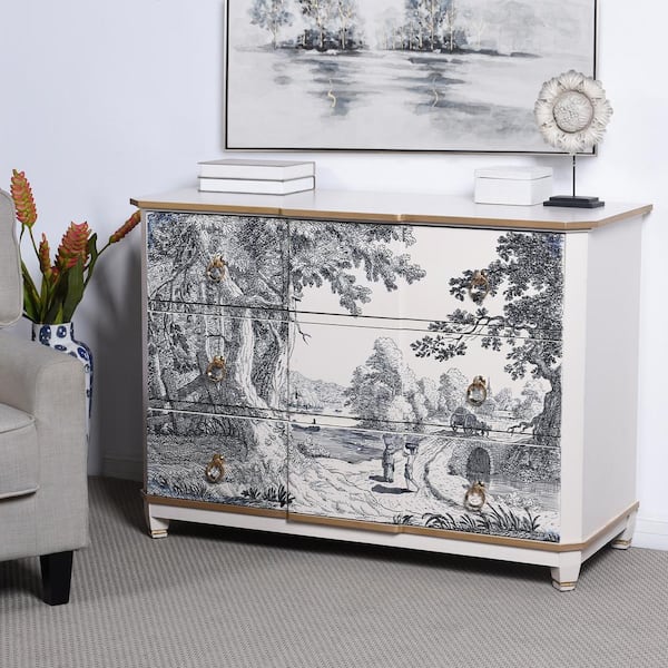 IDFF20055 by Style Craft - DANN FOLEY LIFESTYLE Chalk Slate Gray Three  Drawer Chest 32in ht. X 47in w. X 23in d.