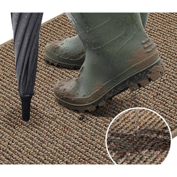 Beige 20 in. x 48 in. Outdoor Dirt Trapper Door Mat-Washable, Non