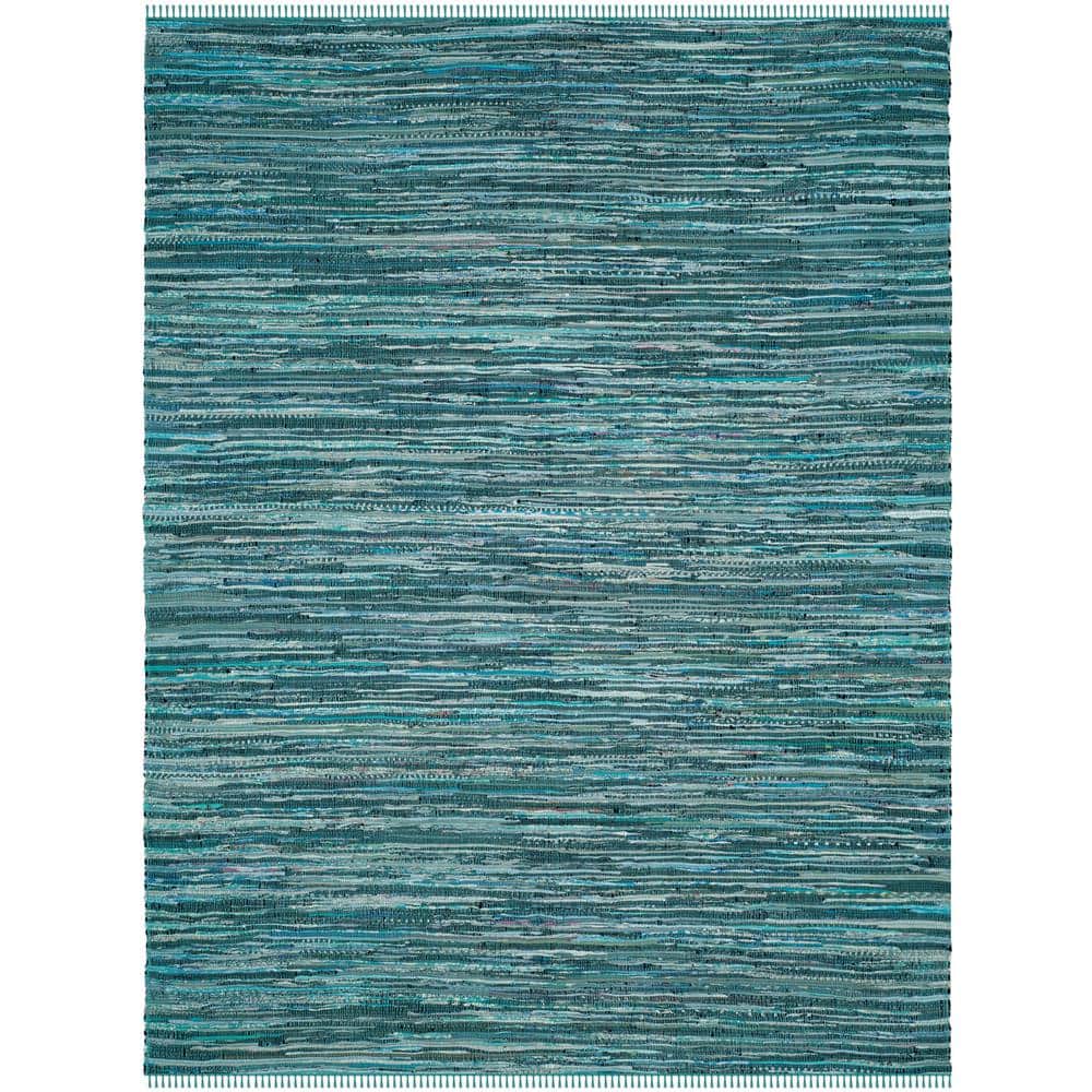 Turquoise & Multi Handwoven Boho Stripe Cotton Rug 10' x 14'
