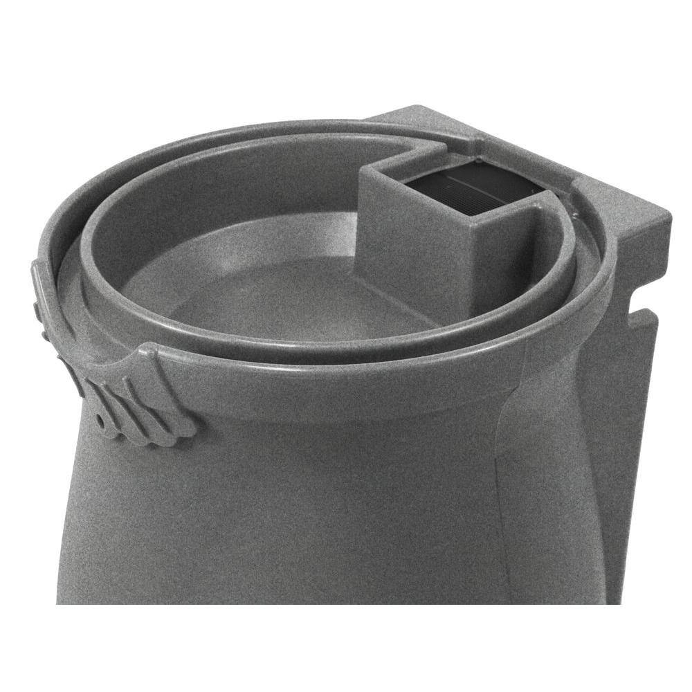 Light Granite 50 Gallon Plastic Rain Barrel with Planter