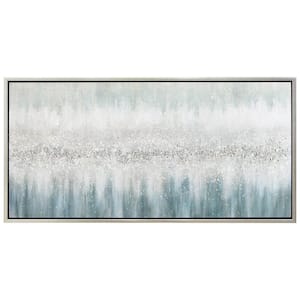 Silver Mist Textured Glitter Hand Painted Framed Canvas Wall Art, 24 in. x 48 in.