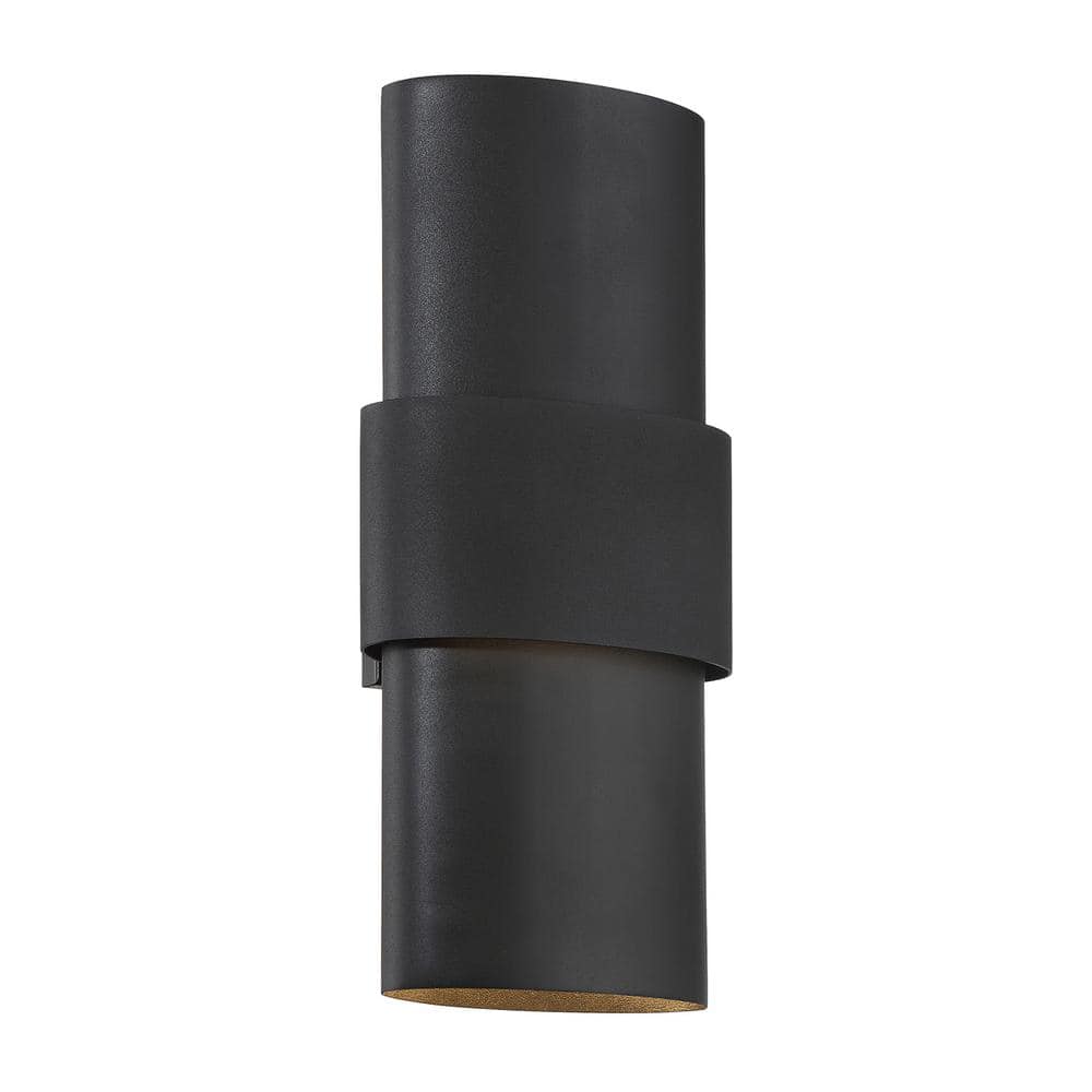 Ladner Lane 17 in. Black Indoor Outdoor Hardwired LED Wall Sconce with Etched Glass Diffuser price history on PriceWatchPro