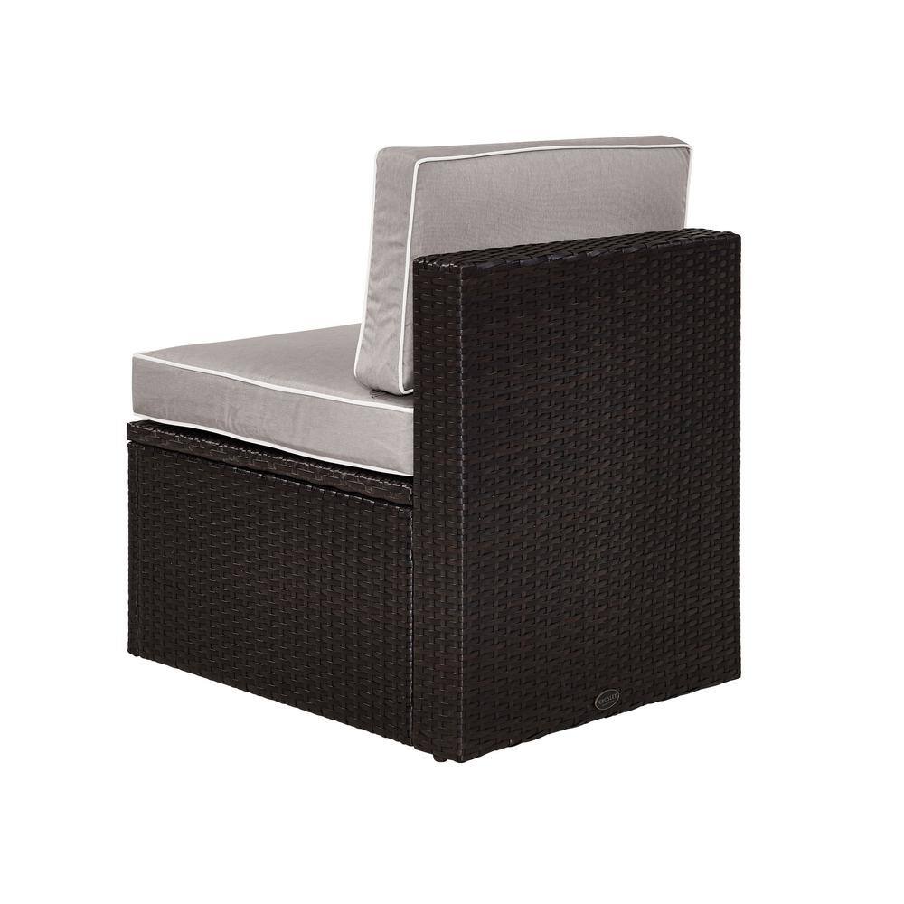 Palm Harbor Gray Outdoor Wicker Center Chair with Steel Frame