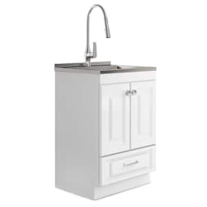 Lawrence All-in-One 24 in. Utility Laundry Sink with Cabinet in Pure White Drop-In