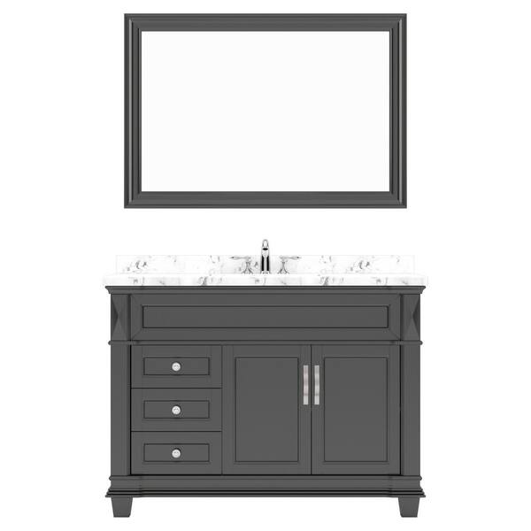 Virtu USA Victoria 48 in. W x 22 in. D x 36 in. H Single Sink Bath Vanity in Espresso with Quartz Top and Mirror