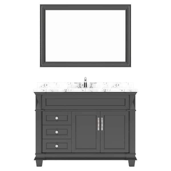 Virtu USA Victoria 48 in. W x 22 in. D x 36 in. H Single Sink Bath Vanity in Espresso with Quartz Top and Mirror