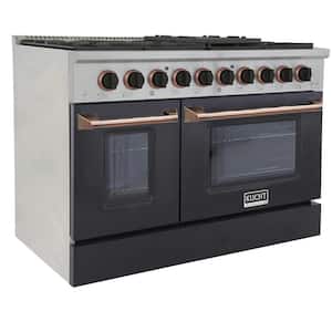 Custom KNG 48 in. 6.7 cu. ft. LP 8-Burners and Convection Oven Ready Double Oven Gas Range in Black and Rose Gold