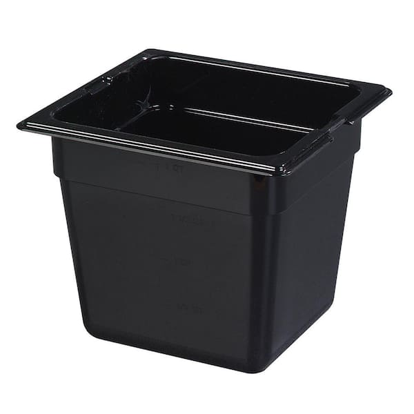 Carlisle 6 in. D Polycarbonate One Sixth Size Restaurant/Salad Bar Food Pan in Black (Case of 6)