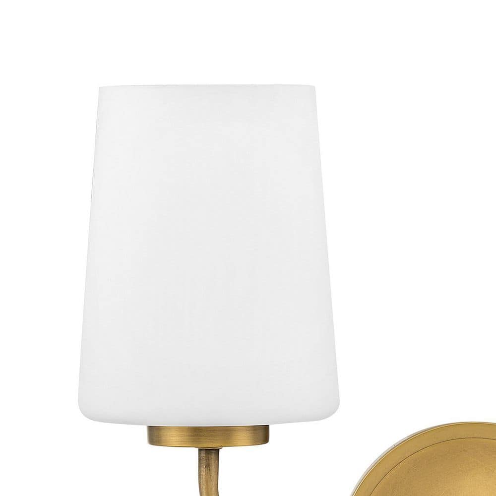 Lark Kline Heritage Brass 2-Light Dimmable Vanity with Etched Opal Shades