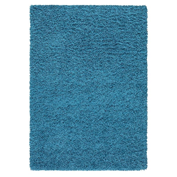 Ottomanson Shaggy Collection Solid Design 3x5 Indoor Shag Area Rug, 3 ft. 3 in. x 4 ft. 7 in., Turquoise