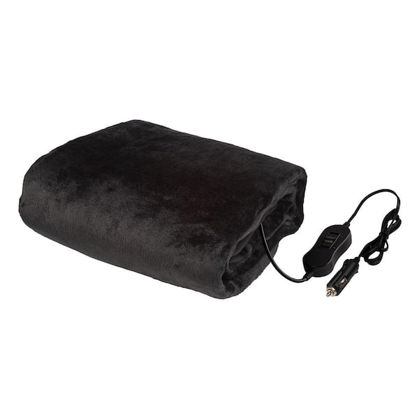 Heated Blanket - Portable 12-Volt Electric Travel Blanket for Car, Truck or RV (Black)