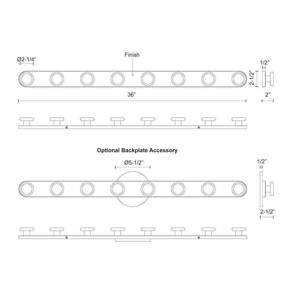 Rezz 36" Black LED Dimmable Vanity Bath Bar