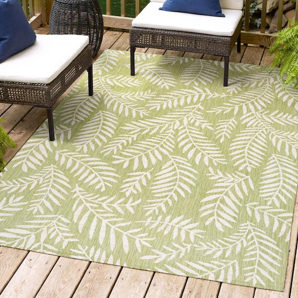 Nevis Palm Frond Green/Cream 9 ft. x 12 ft. Indoor/Outdoor Area Rug