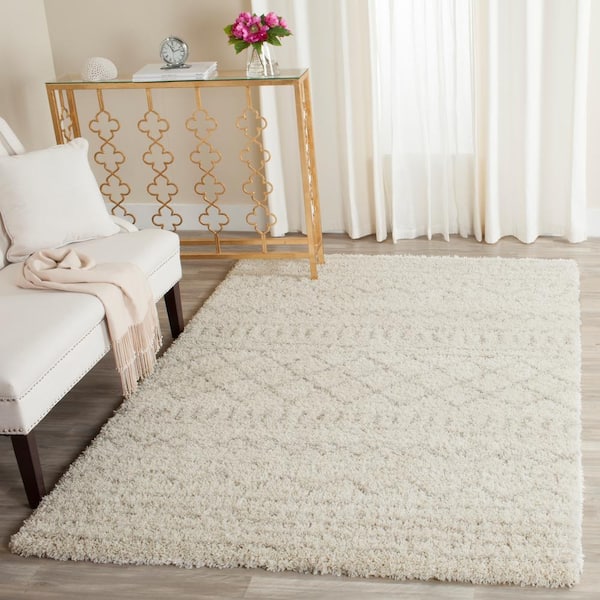 Arizona Shag Ivory/Beige 6 ft. x 8 ft. Geometric Lodge Area Rug