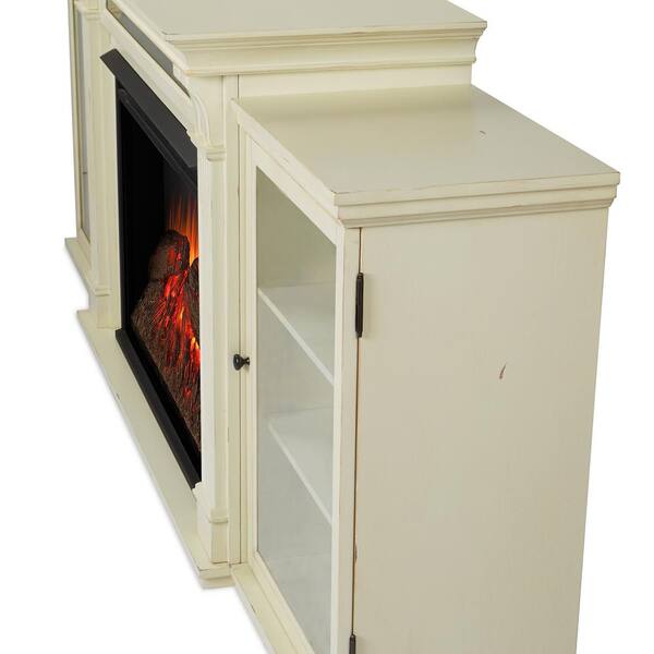 Real Flame Tracey Grand 84 In Electric, Distressed White Tv Console With Fireplace