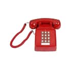 Desk Corded Telephone with Volume Control - Red